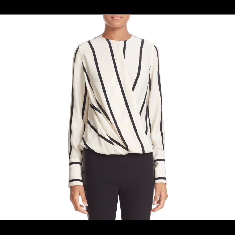 Rag & bone max stripe silk surplice blouse